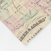  kaart van Illinois (1874) Fleece Deken (Hoek)