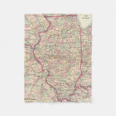  kaart van Illinois (1874) Fleece Deken (Voorkant)