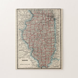 kaart van Illinois (1893) Legpuzzel