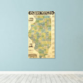 Kaart van Illinois 2 Canvas Afdruk (Insitu (Houten vloer))