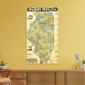 Kaart van Illinois 2 Canvas Afdruk (Insitu (Woonkamer))