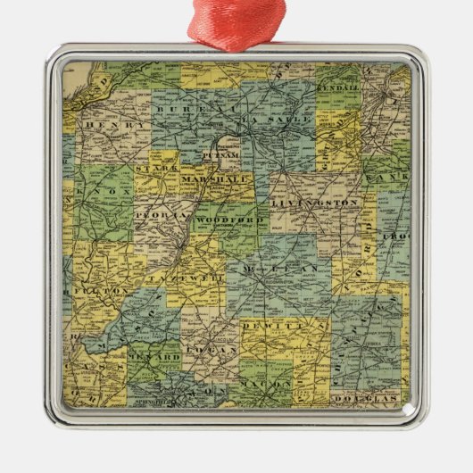 Kaart van Illinois 2 Metalen Ornament (Voorkant)