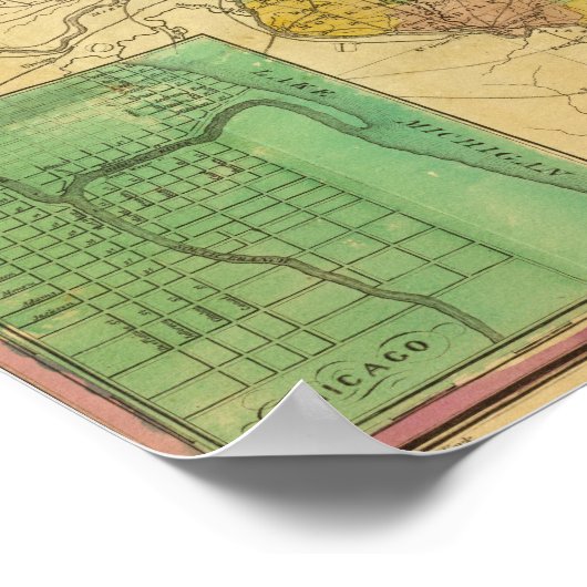 Kaart van Illinois 2 Poster (Hoek)