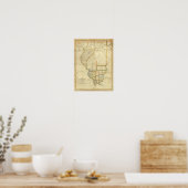 Kaart van Illinois 3 Poster (Keuken)
