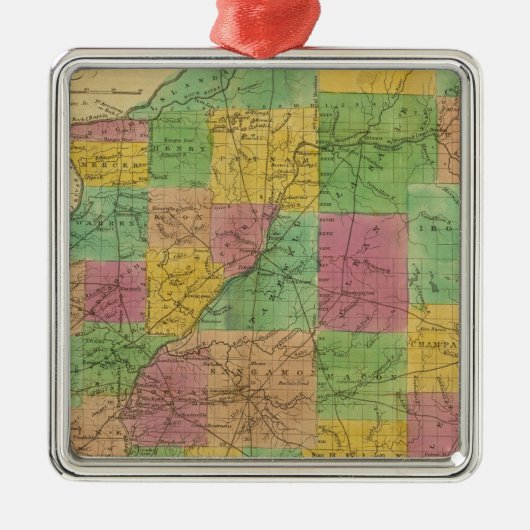 Kaart van Illinois Metalen Ornament (Voorkant)