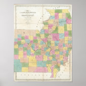 Kaart van Illinois & Missouri Poster (Voorkant)