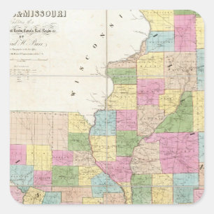 Kaart van Illinois & Missouri Vierkante Sticker