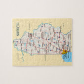 Kaart van Illinois Travel Destination Legpuzzel (Horizontaal)