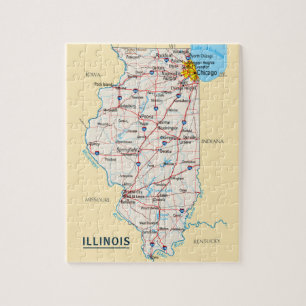 Kaart van Illinois Travel Destination Legpuzzel