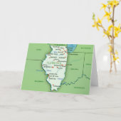 Kaart van Illinois Wenskaart (Gele Bloem)