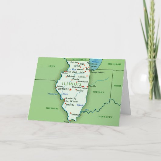 Kaart van Illinois Wenskaart (Voorkant)