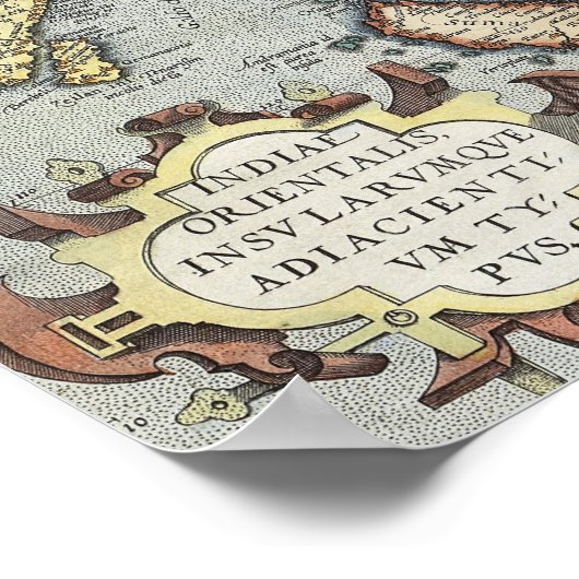  kaart van India | 1592 Poster (Hoek)