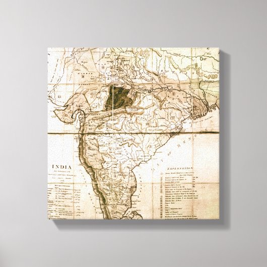 Kaart van India, 1803 Canvas Afdruk (Voorkant)