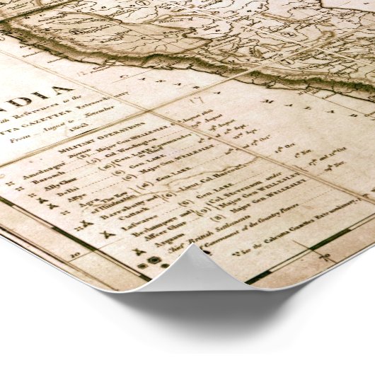 Kaart van India, 1803 Poster (Hoek)