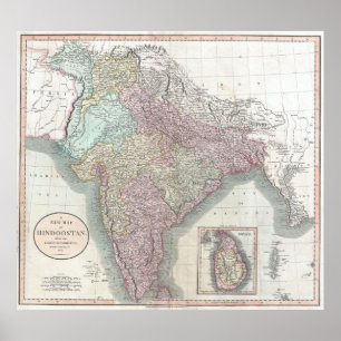  kaart van India (1806) Poster
