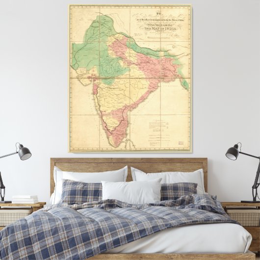 Kaart van India (1818) Canvas Afdruk (Insitu (Slaapkamer))