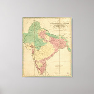 Kaart van India (1818) Canvas Afdruk