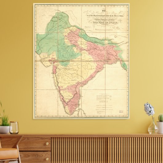 Kaart van India (1818) Canvas Afdruk (Insitu (Woonkamer))