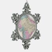 kaart van India (1855) Tin Sneeuwvlok Ornament (Links)