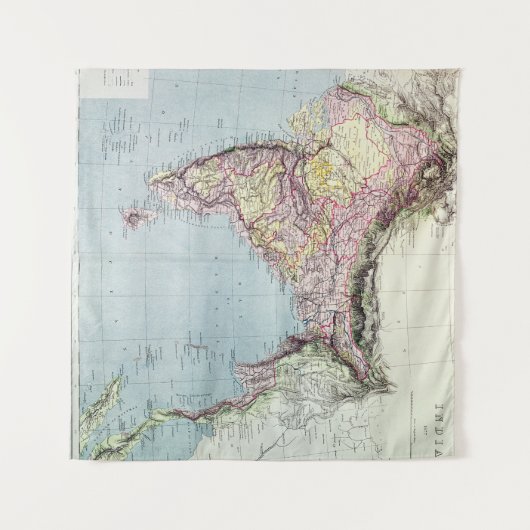 kaart van India | 1877 Wandkleed (Voorkant (horizontaal))