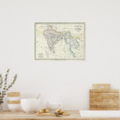 Kaart van India, Birma en Zuidoost-Azië, Siam Poster (Keuken)