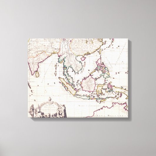 Kaart van India en Oost-India Canvas Afdruk (Voorkant)