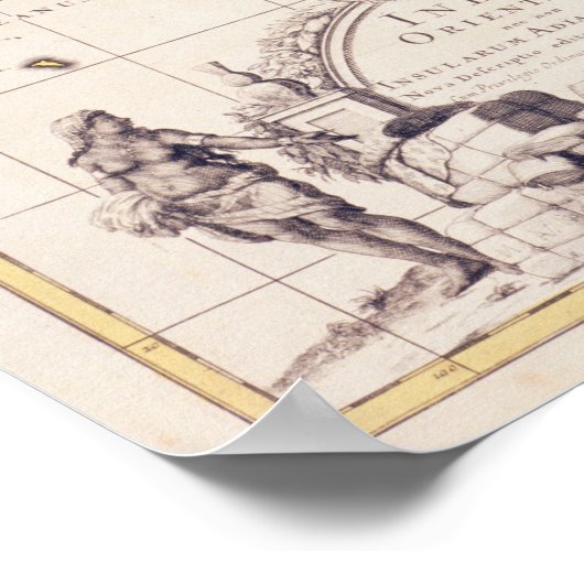 Kaart van India en Oost-India Poster (Hoek)