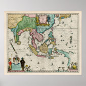 Kaart van India en Verre Oosten, 1642 Map Poster (Voorkant)