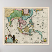 Kaart van India en Verre Oosten, 1642 Map