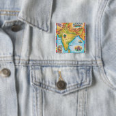 Kaart van India Vierkante Button 5,1 Cm (In situ)