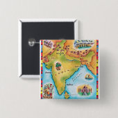 Kaart van India Vierkante Button 5,1 Cm (Voorkant /achterkant)