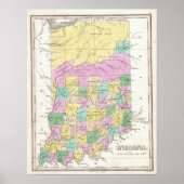  kaart van Indiana (1827) Poster (Voorkant)
