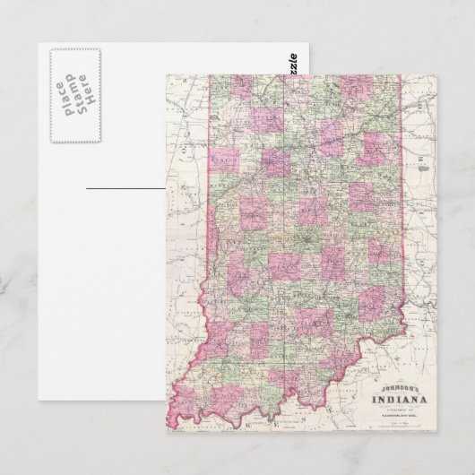  kaart van Indiana (1864) (Voorkant / Achterkant)