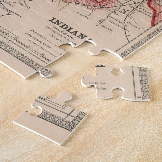 kaart van Indiana (1883) Legpuzzel (Zijkant)