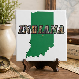 Kaart van Indiana Staat Afbeelding Tekst Tegeltje