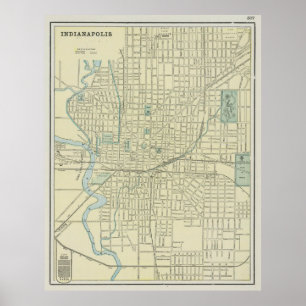 kaart van Indianapolis Indiana (1901) Poster
