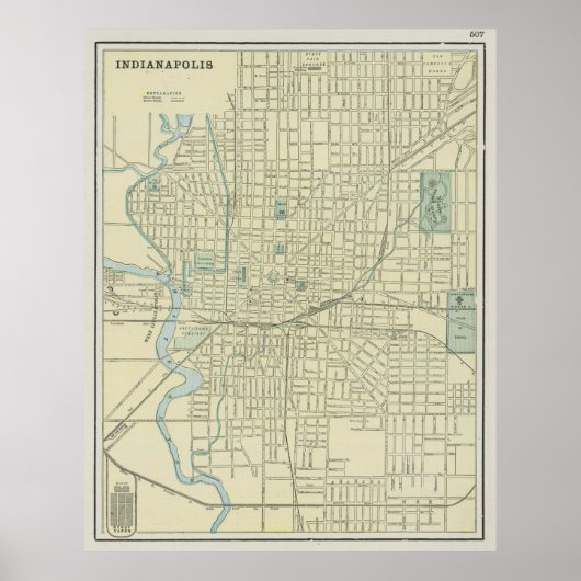  kaart van Indianapolis Indiana (1901) Poster (Voorkant)