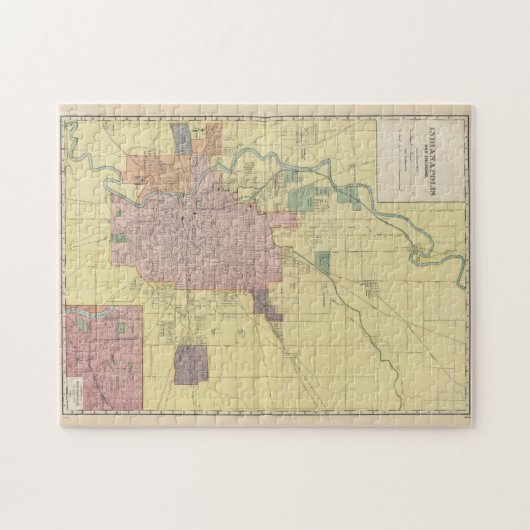  kaart van Indianapolis Indiana (1903) Legpuzzel (Horizontaal)