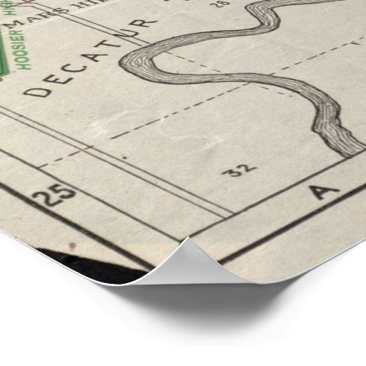  kaart van Indianapolis Indiana (1921) Poster (Hoek)