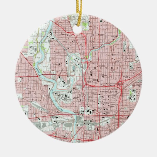  kaart van Indianapolis Indiana (1967) Keramisch Ornament (Voorkant)