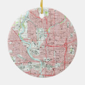  kaart van Indianapolis Indiana (1967) Keramisch Ornament (Achterkant)