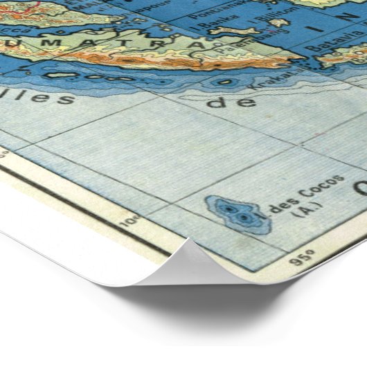  kaart van Indonesië, tekst in het Frans Poster (Hoek)