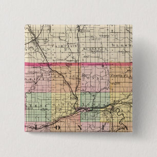 Kaart van Ionia County, Michigan Vierkante Button 5,1 Cm