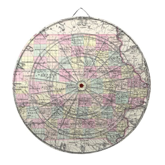 kaart van Iowa (1855) Dartbord (Voorkant)