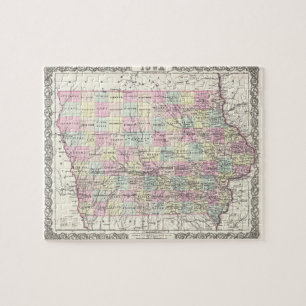kaart van Iowa (1855) Legpuzzel