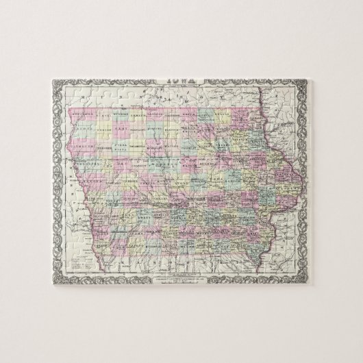 kaart van Iowa (1855) Legpuzzel (Horizontaal)