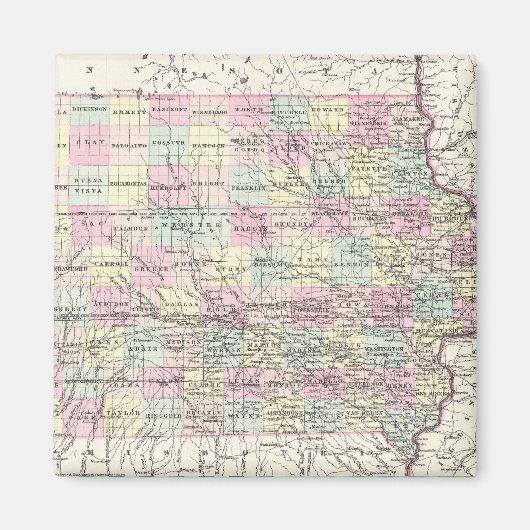 kaart van Iowa (1855) Magneet (Voorkant)
