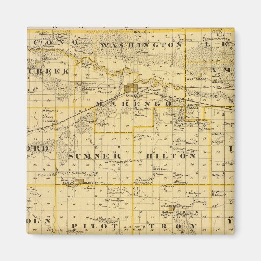 Kaart van Iowa County, staat Iowa Magneet (Voorkant)