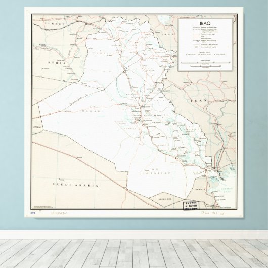 Kaart van Irak (1967) Canvas Afdruk (Insitu (Houten vloer))