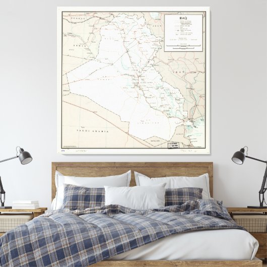 Kaart van Irak (1967) Canvas Afdruk (Insitu (Slaapkamer))